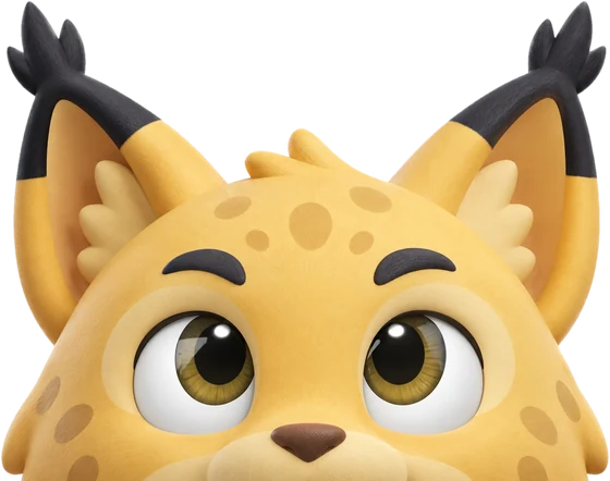 Vi, o lince do Vicupom, espiando por cima do rodapé